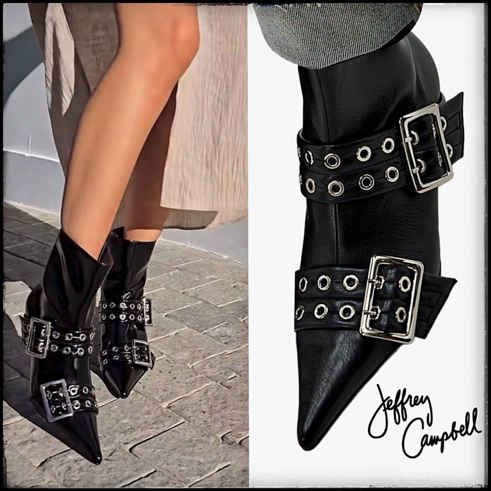 NIB/NWT Jeffery Campbell UP-2-DATE Boot 8.5 OXFD/SANG BLACK SILVER Kitten Bootie